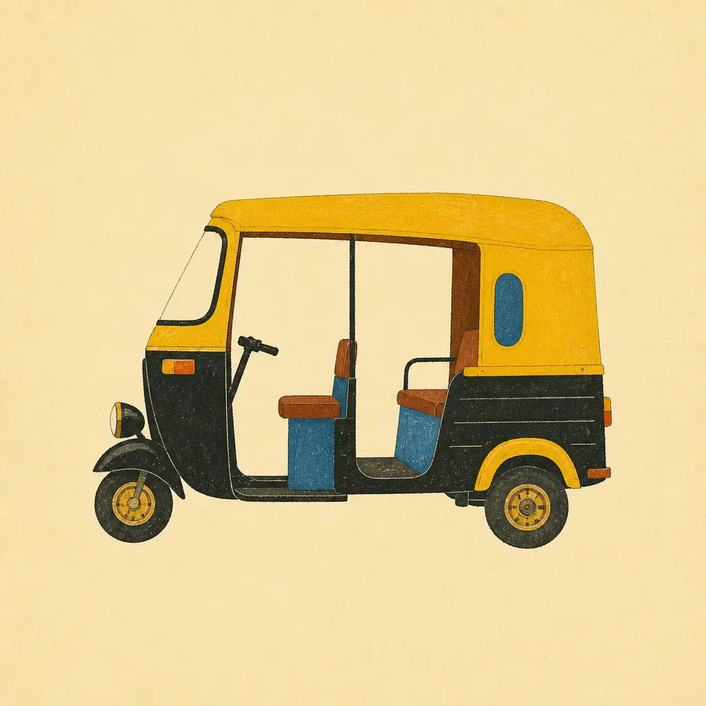 Yellow-black auto rickshaw